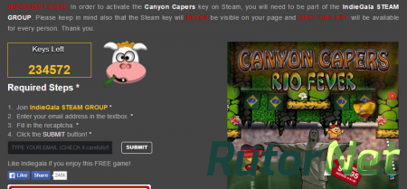 Получаем ключ CANYON CAPERS для Steam бесплатно (осталось over 190000)